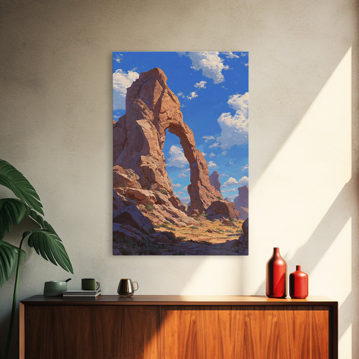 Natural Rock Arch Formation Scenic Desert Landscape Oil Painting Wall Art Print