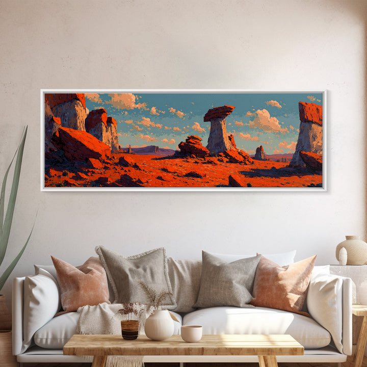 Red Rock Desert Mesas At Sunset Canvas Print, Southwestern Wall Art, Panoramic Landscape, Boho Western Living Room Decor