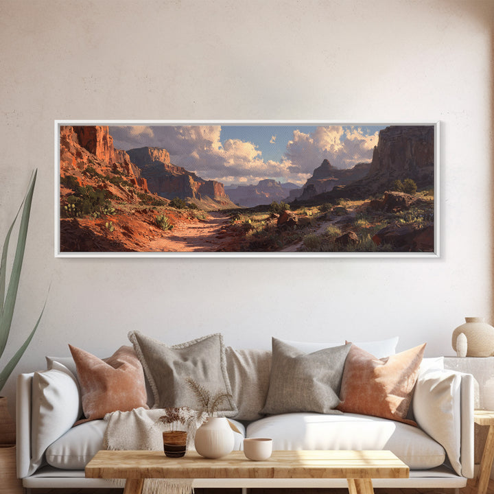Sunlit Red Rock Canyon Desert Landscape Wall Art, Southwestern Canvas Print, Western Home Decor For Living Room Or Office