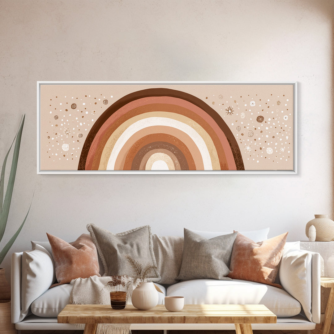 Earth Tone Boho Rainbow Wall Art, Minimalist Canvas Print, Neutral Nursery Decor, Kids Room And Playroom Wall Decor, Baby Gift