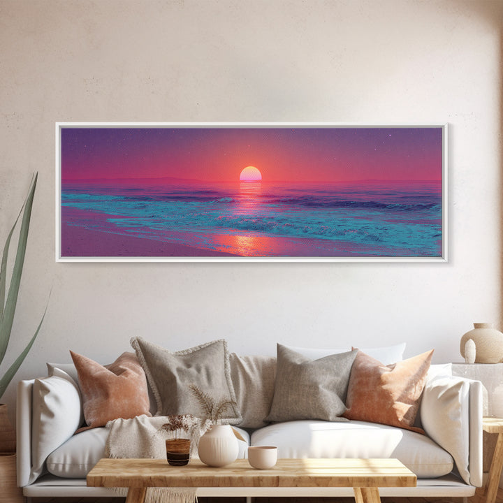 Pastel Pink Ocean Sunrise Wall Art, Coastal Bedroom Decor, Calm Seascape Print, Beach House Canvas, Serene Home Gift Idea