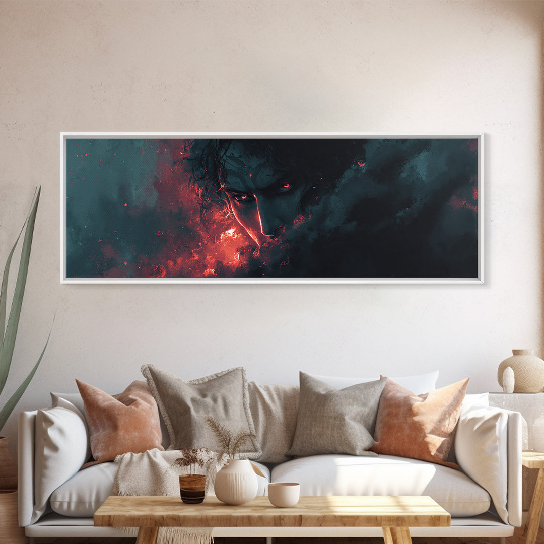 Dark Surreal Face In Smoke Canvas Print, Gothic Wall Art, Moody Horror Decor, Fantasy Portrait, Macabre Statement Art Gift