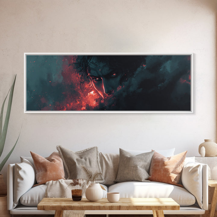Dark Surreal Face In Smoke Canvas Print, Gothic Wall Art, Moody Horror Decor, Fantasy Portrait, Macabre Statement Art Gift