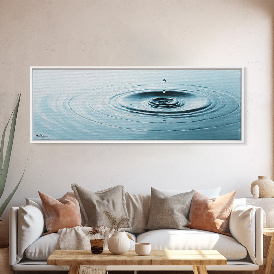 Zen Water Ripple Wall Art, Minimalist Blue Droplet Canvas Print, Calming Spa Decor, Meditation Room Art, Bathroom Wall Decor