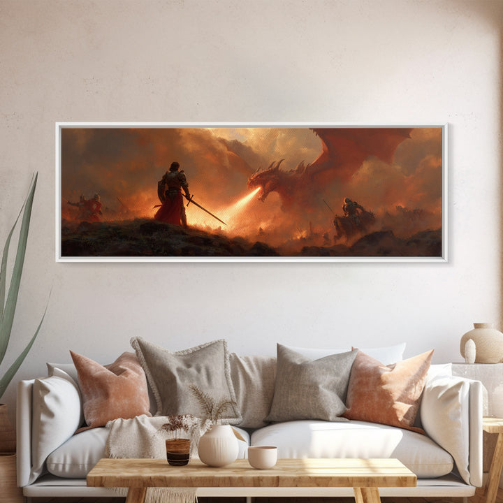 Angelic Canvas Print Featuring Holy Warrior With Sword And Radiant Wings Illuminated In Heavenly Light Spiritual Wall Art For Inspirational Home Decor