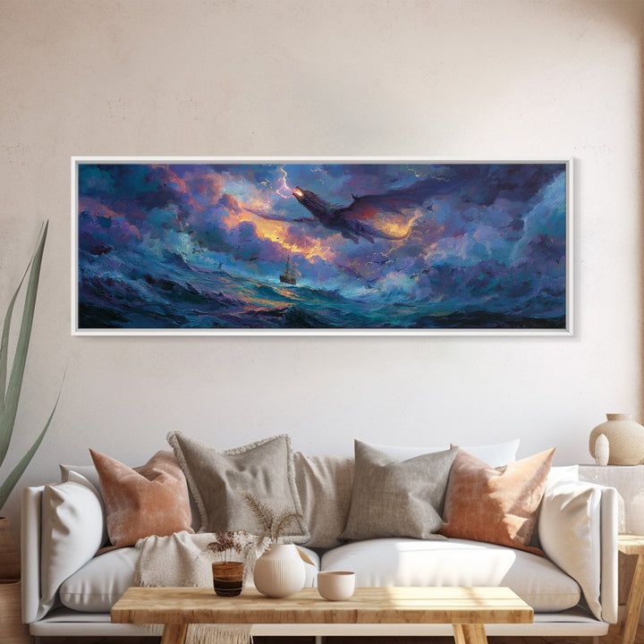 Dynamic Canvas Print Of Knight Battling Fire Breathing Dragon In Fiery Red Epic Scene Fantasy Wall Art For Home Office And Game Room With Intense Atmosphere