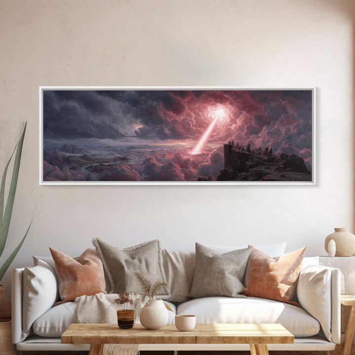 Methane Lightning Bolt Cloudscape Dramatic Fantasy Wall Art Framed Canvas Print For Moody Room Decor