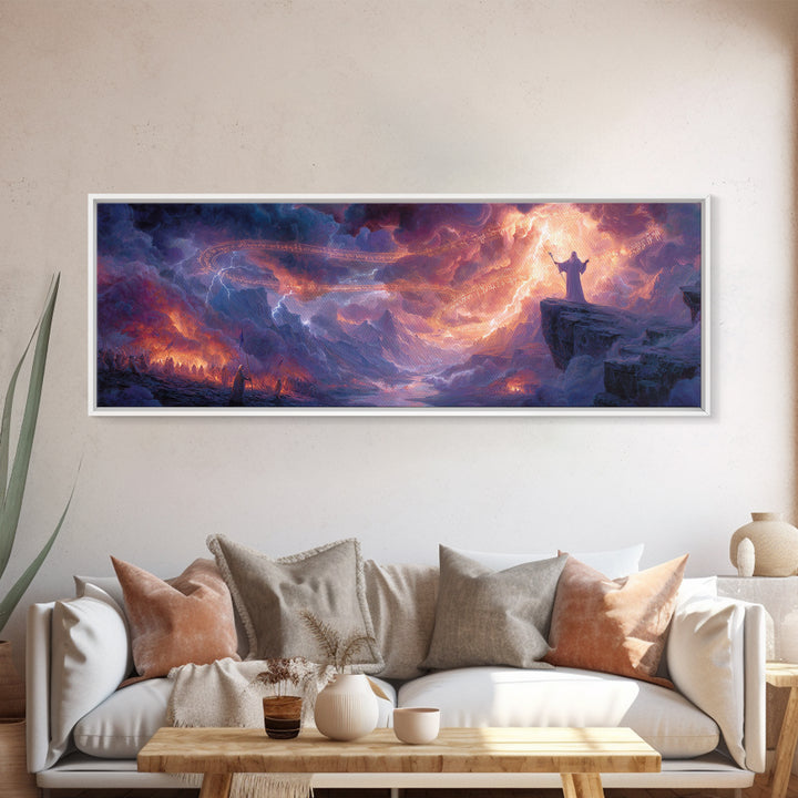 Whimsical Butterflies Floating In Enchanted Forest With Purple Blossoms Wall Art