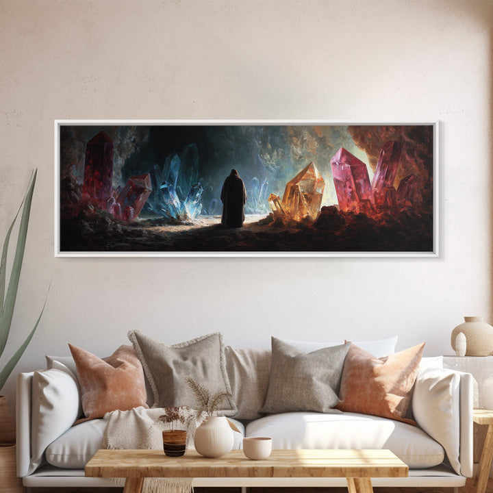 Epic Knight With Sword Standing Over Battlefield Under Fiery Sky Canvas Print Dramatic Medieval Wall Art For Manor or Office Decor