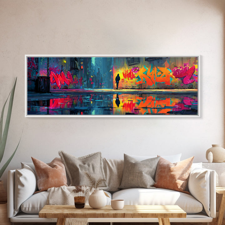 Tranquil Colorful Sunset Lake View With Two People Fishing Original Oil Painting Wall Art Canvas Print