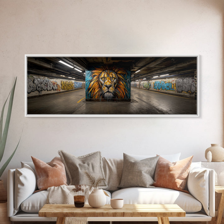 Urban Graffiti Lion Street Art Mural Wall Art Print Framed Canvas Print For Modern Living Room Decor And Trendy Wall Decor