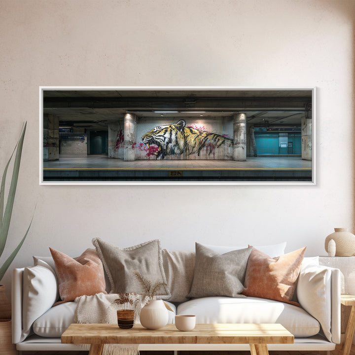 Street Art Tiger Graffiti Wall Mural Artwork With Urban Vibes Wall Art Framed Canvas Print For Modern Home Decor
