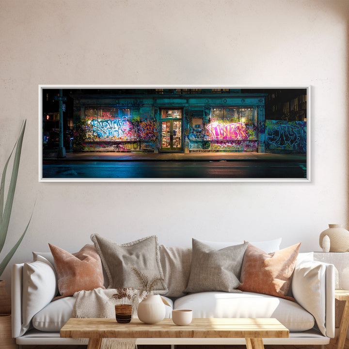 Urban Street Graffiti Art Photography Wall Decor Modern Wall Art Framed Canvas Print For Living Room