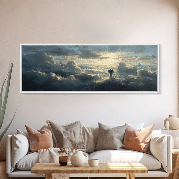 Medieval Knight In Fiery Battlefield Oil Painting Wall Art Large Framed Canvas Print For Home