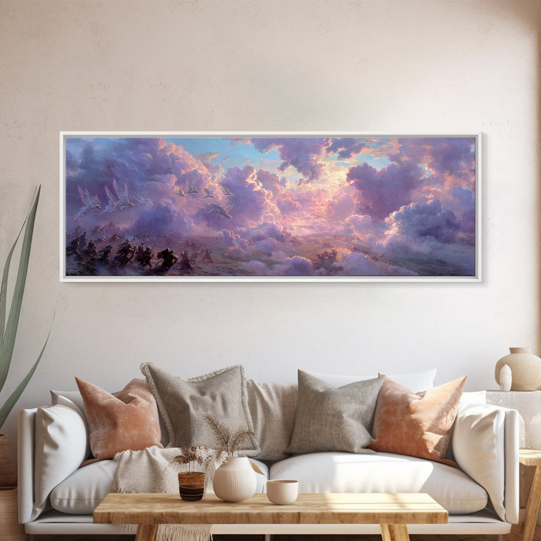 Dramatic Desert Landscape Storm Lightning Sky Digital Art Wall Art Framed Canvas Print Western Home Decor