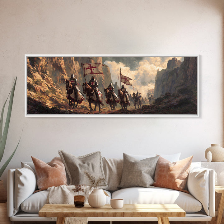 Medieval Knights On Horseback Dramatic Historical Landscape Oil Painting Wall Art Framed Canvas Print