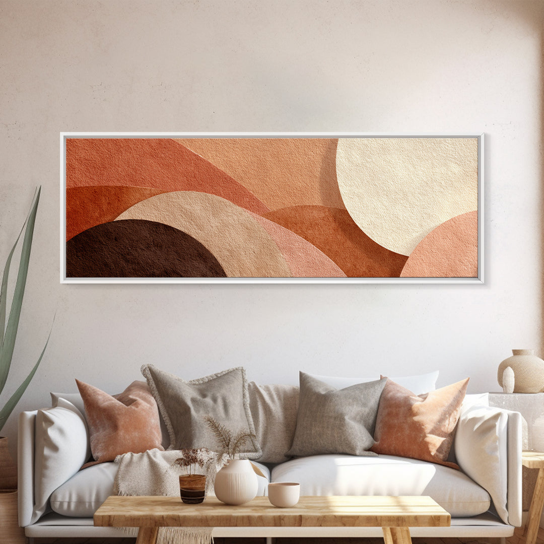 Warm Abstract Arches And Circles Canvas Print, Terracotta Neutral Wall Art, Organic Modern Decor, Earth Tone Bedroom Print