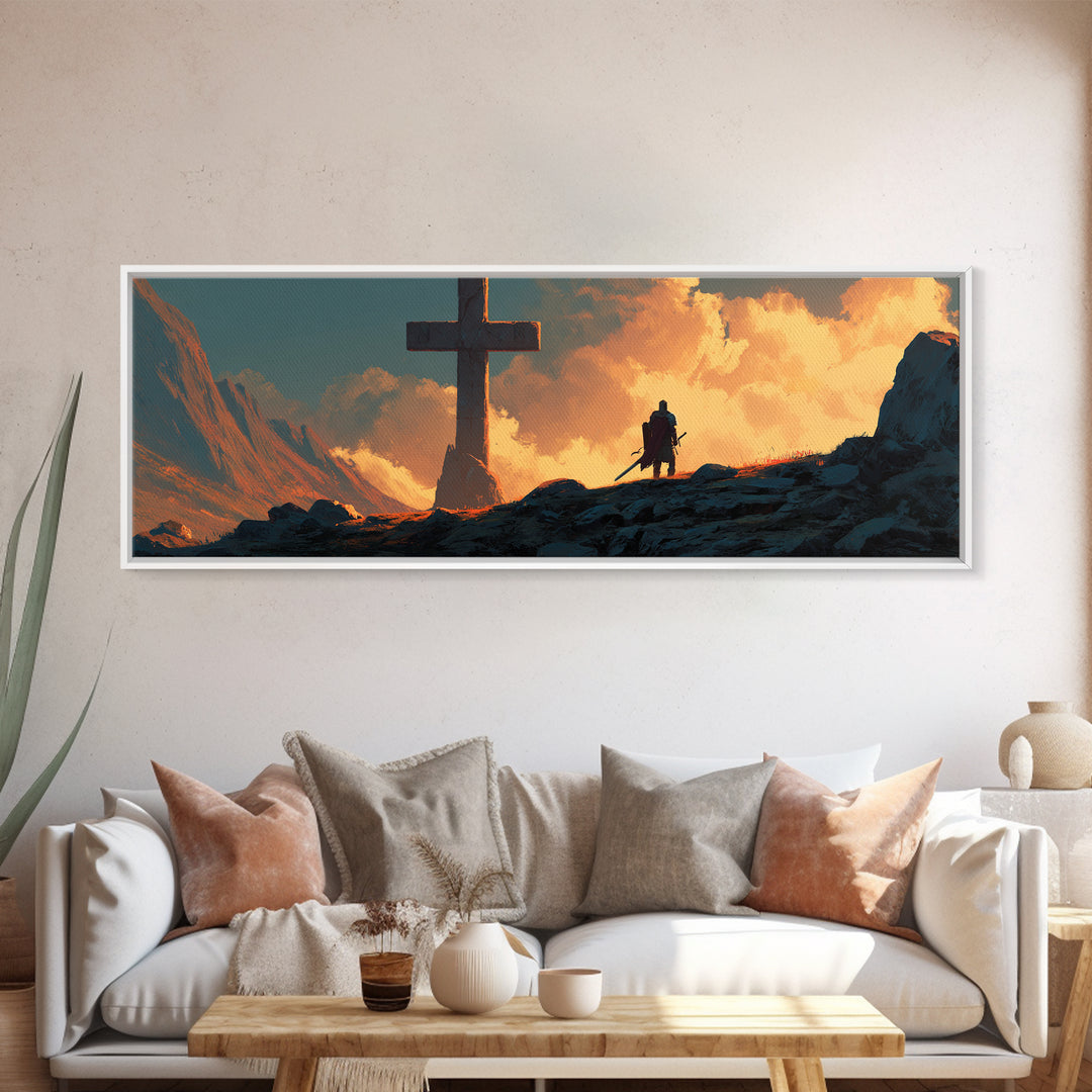 Red Canoe On Tranquil Lake Surrounded By Forest Scenic Landscape Painting Wall Art Framed Canvas Print For Home