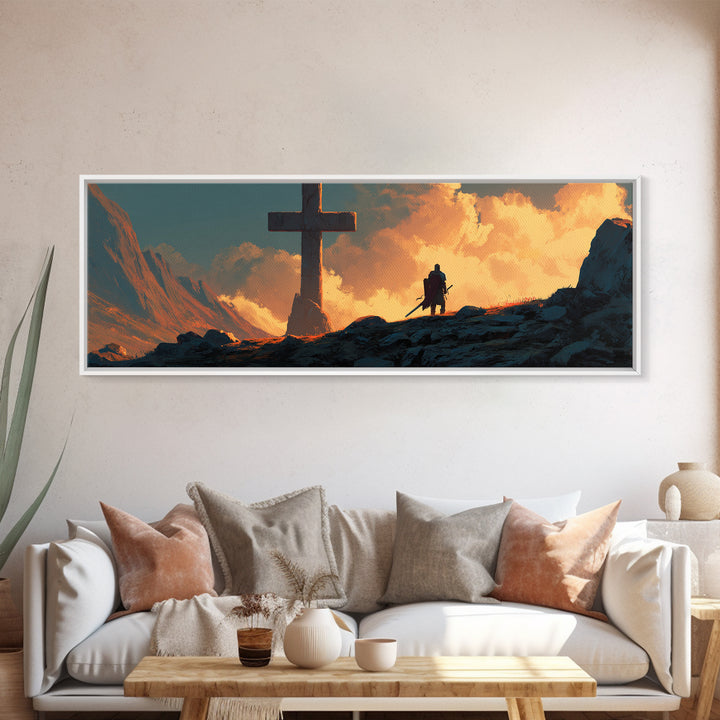 Red Canoe On Tranquil Lake Surrounded By Forest Scenic Landscape Painting Wall Art Framed Canvas Print For Home