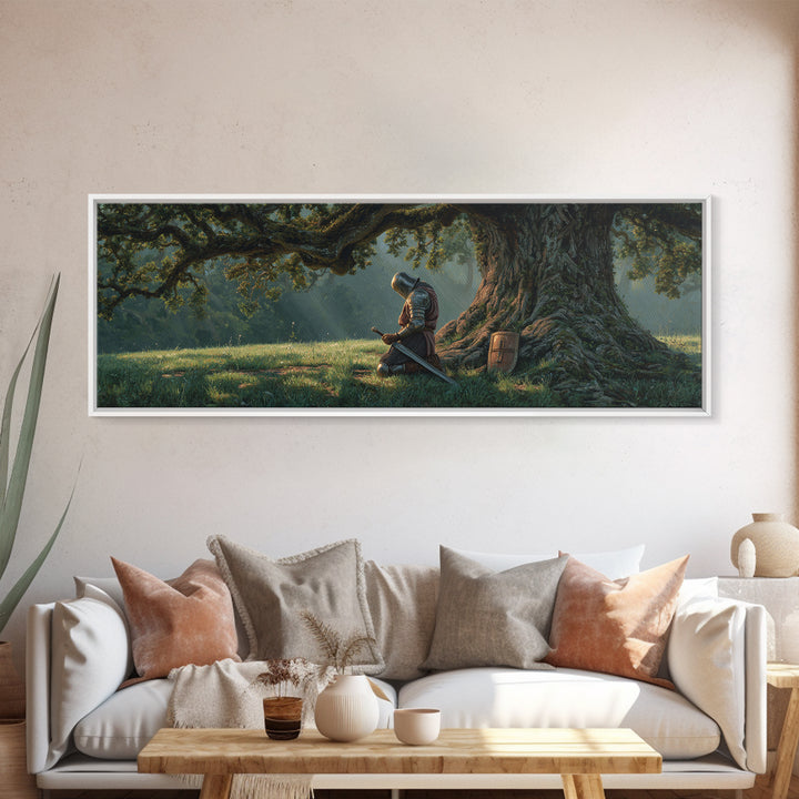 Sunlit Kayakers On Sparkling River Surrounded By Mountain Landscape Wall Art Canvas Print For Nature Lovers
