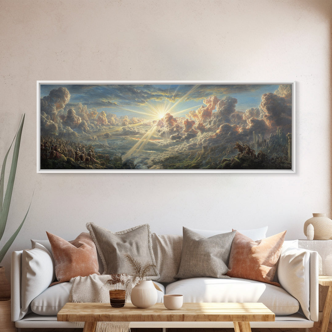 Majestic Lions Resting in Cave Wildlife Painting Wall Art Framed Canvas Print for Rustic Home and Living Room Decor