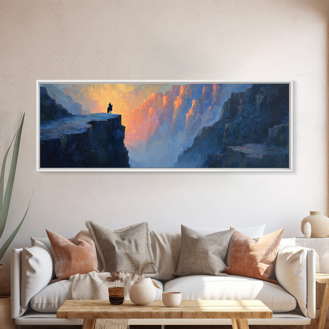 Vibrant Dusk Mountain Landscape Painting Wall Art Framed Canvas Print Warm Scenic Nature Decor For Living Room