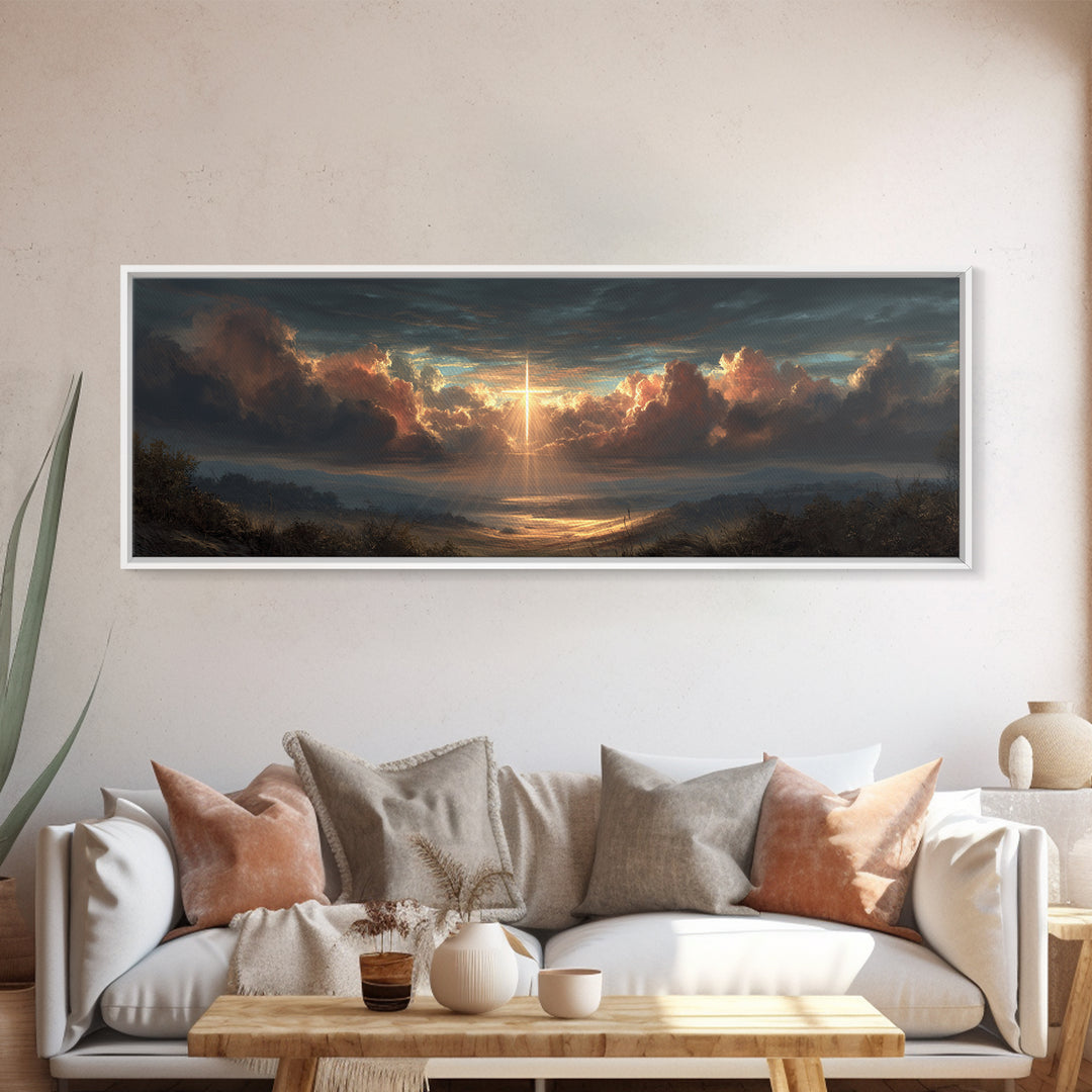 Towering Dragon Breathing Fire Over Burning Village Fantasy Artwork Canvas Print Large Wall Art For Dramatic Home Decor