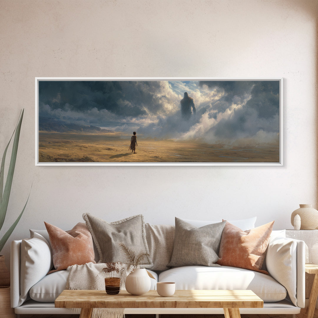Dramatic Fantasy Seascape With Towering Waves And Magical Cloud Figure Wall Art Canvas Print For Coastal Or Nautical Decor