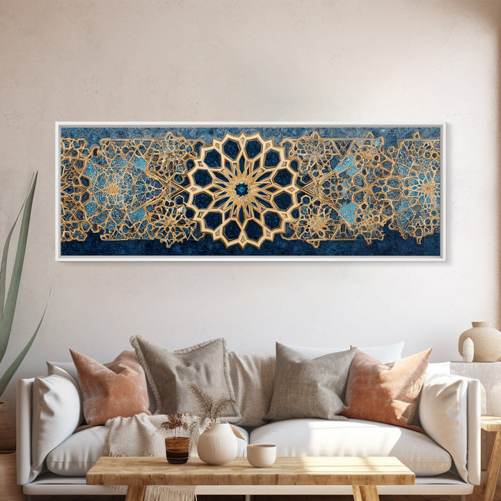 Inspirational Celestial Angelic Figure Soaring Among Clouds With Golden Light Wall Art Framed Canvas Print