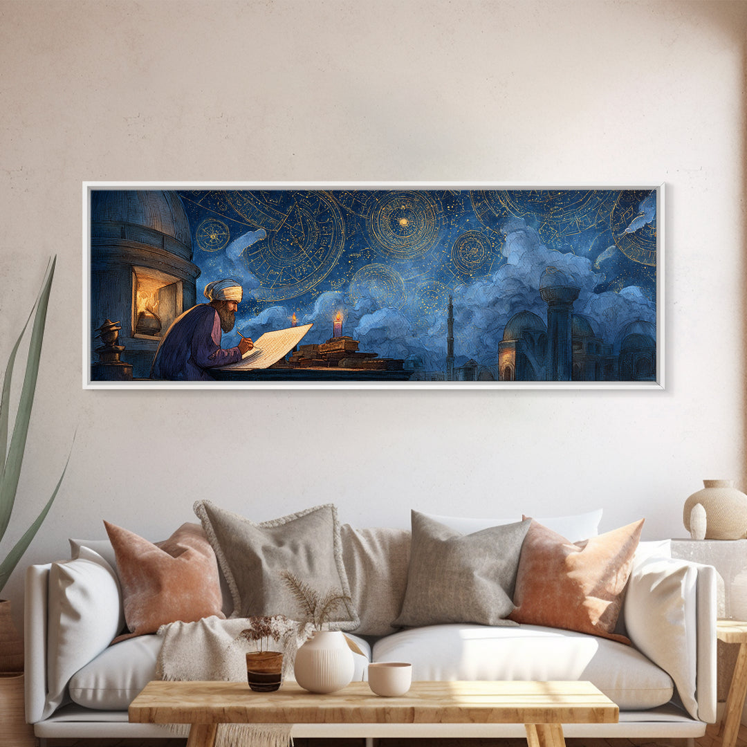 Enchanting Nighttime Ancient Cityscape With Moon And Lanterns Painting Wall Art Framed Canvas Print For Magical Home Decor