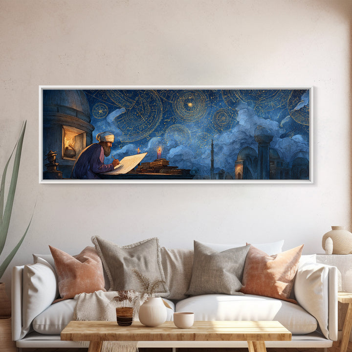 Enchanting Nighttime Ancient Cityscape With Moon And Lanterns Painting Wall Art Framed Canvas Print For Magical Home Decor