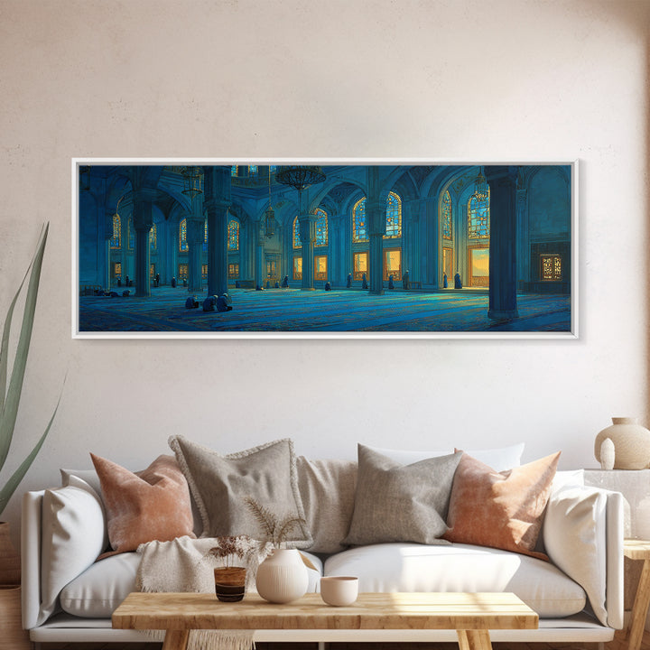 Magical Twilight Garden With Glowing Butterflies And Stone Path Framed Canvas Print