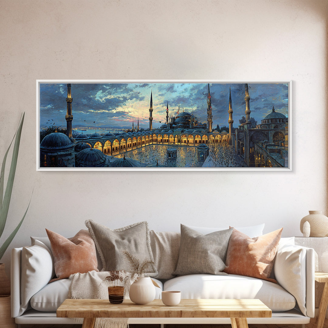 Family Gathered On Lakeside Dock Summer Scene Colorful Landscape Wall Art Framed Canvas Print For Home
