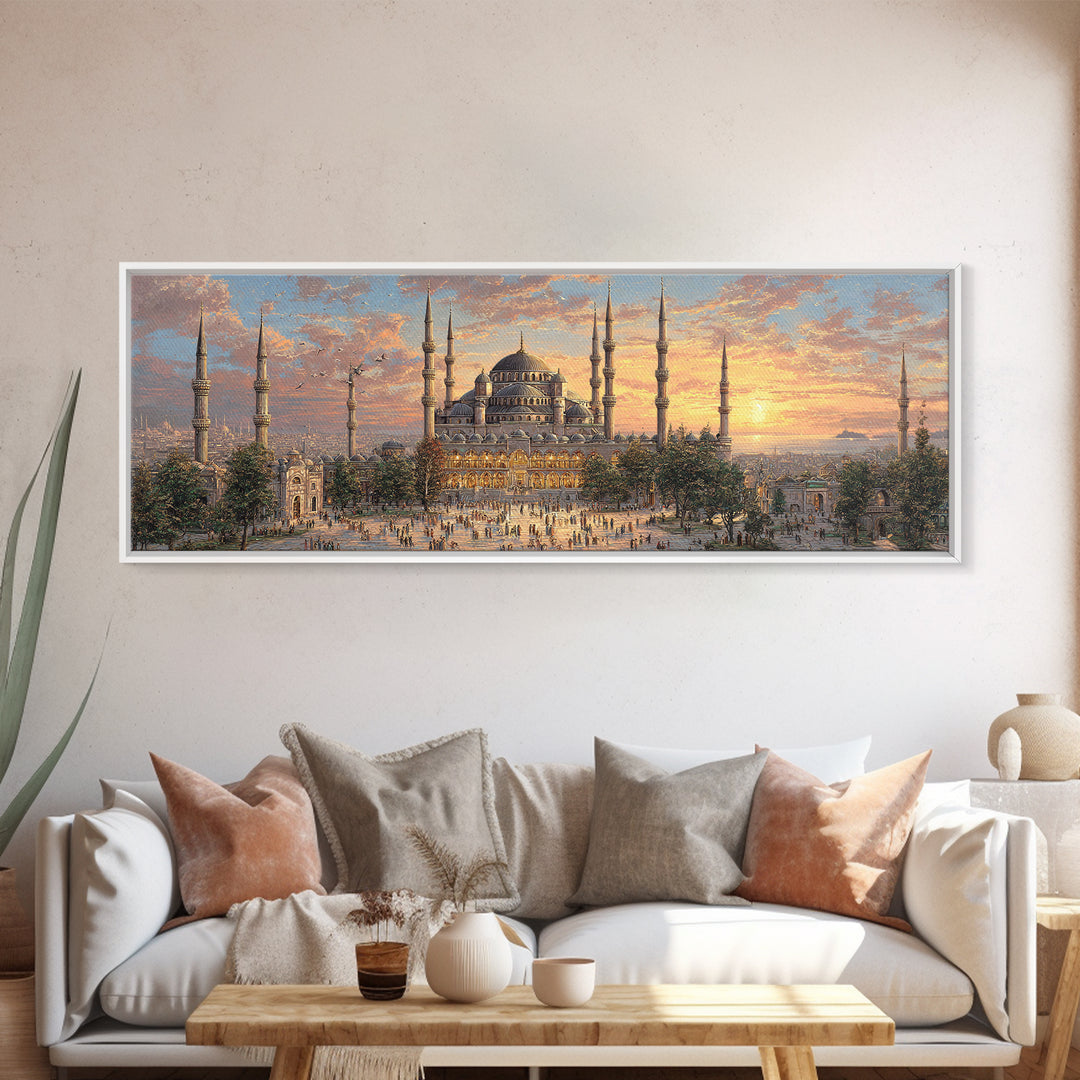 Mystical Figure Standing Among Enormous Glowing Crystals Canvas Print Fantasy Wall Art for Magical Home Decor and Inspiration