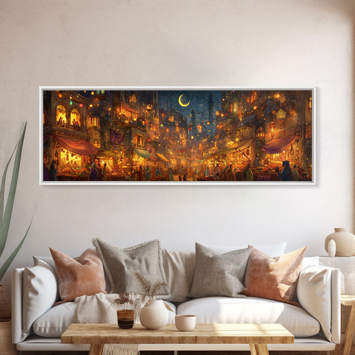 Calm Mountain Lake Canoe Landscape Oil Painting Wall Art Serene Nature Scene Large Framed Canvas Print