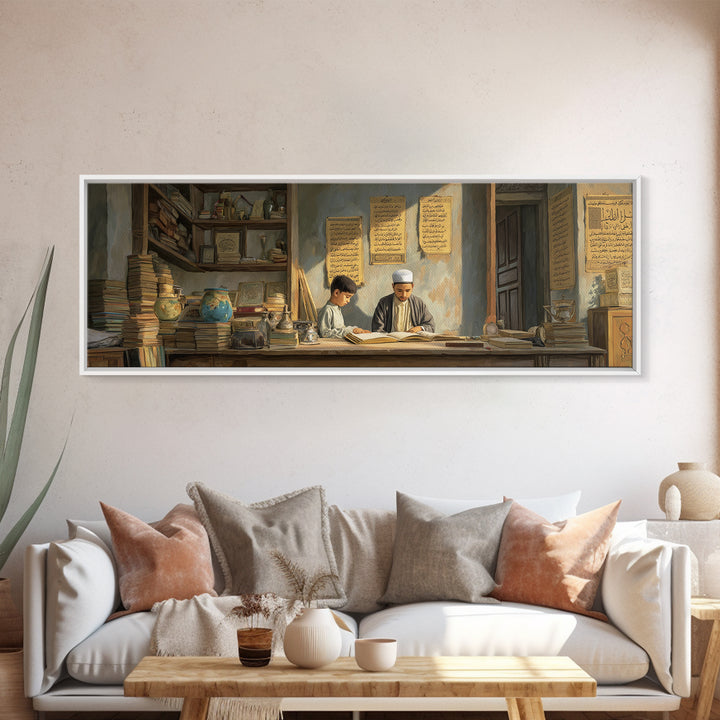 Stunning Celestial Fantasy Art of Woman Playing Harp with Sheep Under Starry Night Sky Blue and Purple Tones Wall Art