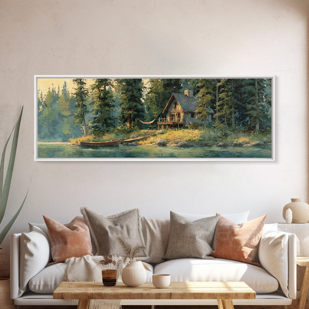 Nighttime Riverside Dock With Hanging Lanterns Evening Scene Oil Painting Canvas Print Wall Art For Romantic Bedroom Decor