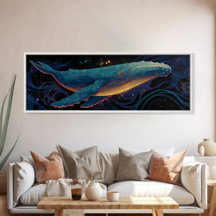 Cosmic Blue Whale Wall Art, Marine Life Canvas Print, Ocean Animal Art, Nautical Coastal Decor, Kids Room Decor, Gift For Whale Lover