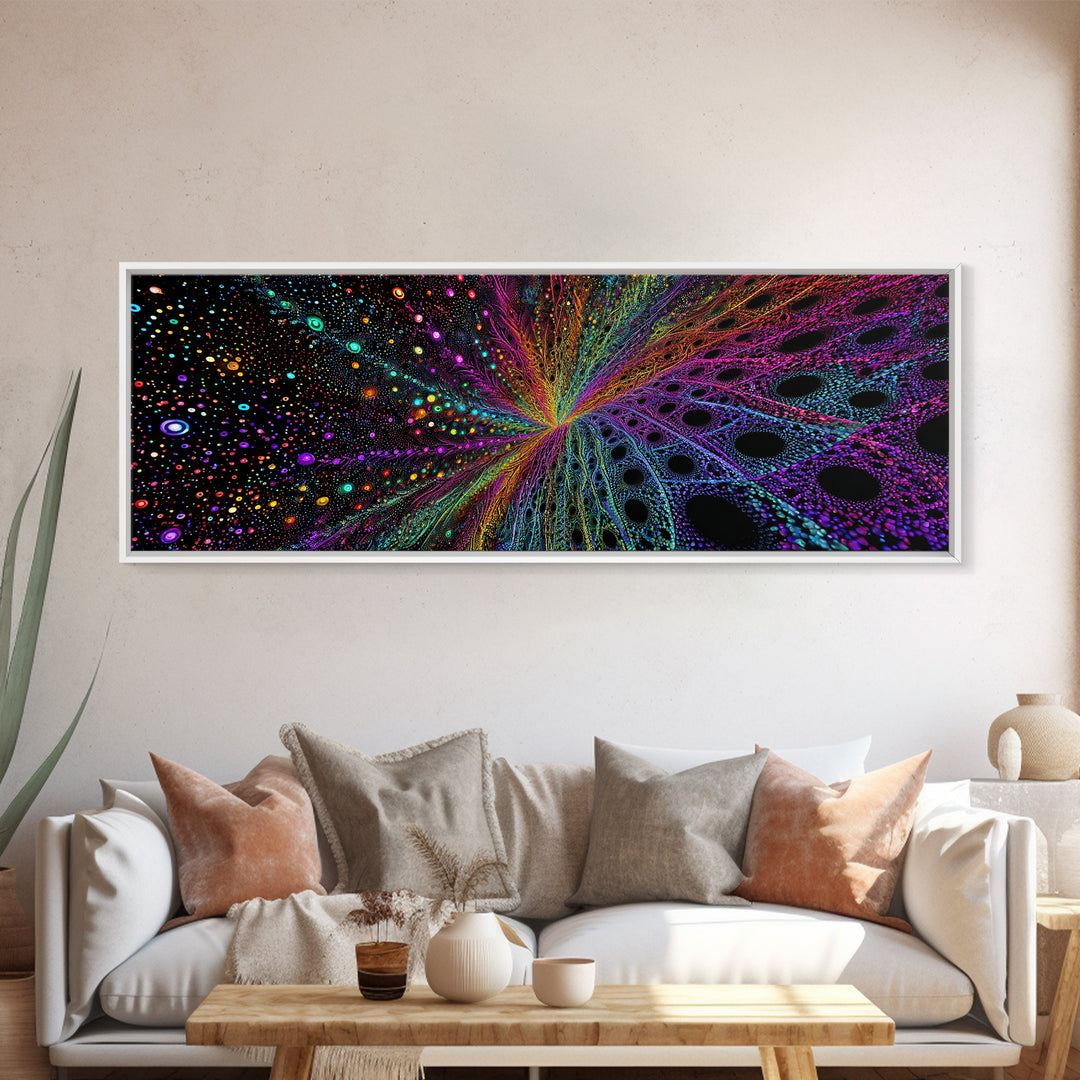 Rainbow Fractal Starburst Abstract Wall Art, Psychedelic Space Canvas Print, Colorful Modern Decor, Cosmic Gallery Gift Idea