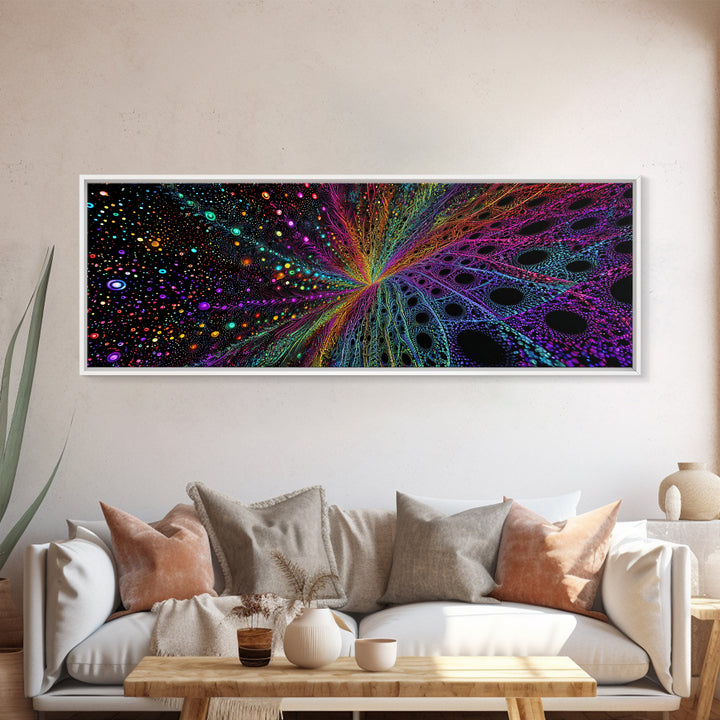 Rainbow Fractal Starburst Abstract Wall Art, Psychedelic Space Canvas Print, Colorful Modern Decor, Cosmic Gallery Gift Idea