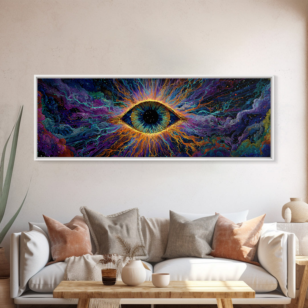 Cosmic All Seeing Eye Wall Art, Psychedelic Abstract Canvas Print, Mystical Celestial Decor, Spiritual Statement Artwork