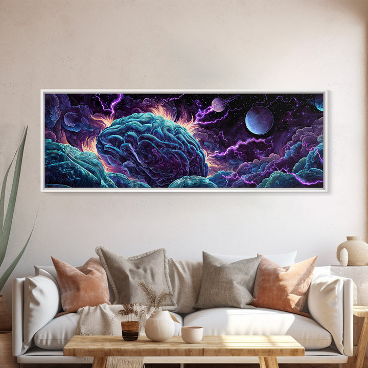 Surreal Cosmic Brain Storm Canvas Print, Psychedelic Space Wall Decor, Sci Fi Wall Art, Mystical Office Decor, Gift For Him