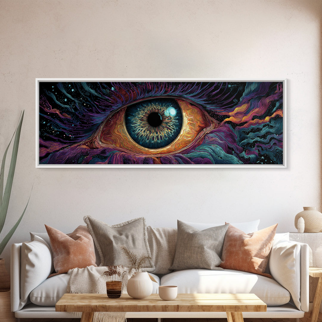 Surreal All Seeing Cosmic Eye Wall Art, Mystical Psychedelic Canvas Decor, Spiritual Wall Art Print, Modern Home Decor, Gift For Her