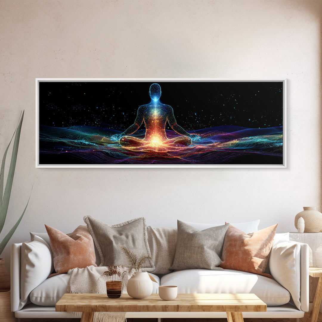 Cosmic Energy Meditation Wall Art, Celestial Yoga Decor, Psychedelic Space Art Print, Chakra Healing, Modern Spiritual Decor