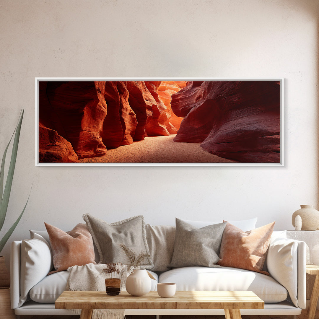 Red Slot Canyon Sunbeam Canvas Print, Southwestern Wall Art, Desert Landscape Decor, Arizona Travel Poster, Earth Tone Decor