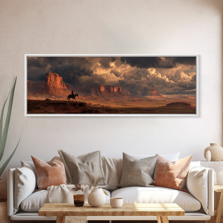 Stormy Western Mesa Canvas Print, Cowboy Desert Landscape Wall Art, Southwestern Decor, Rustic Living Room Wall Art Print