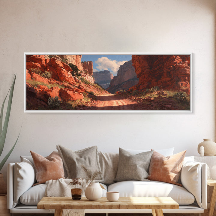 Red Rock Desert Canyon Road Canvas Print, Southwestern Wall Art, Arizona Landscape Decor, Rustic Western Home Decor Gift
