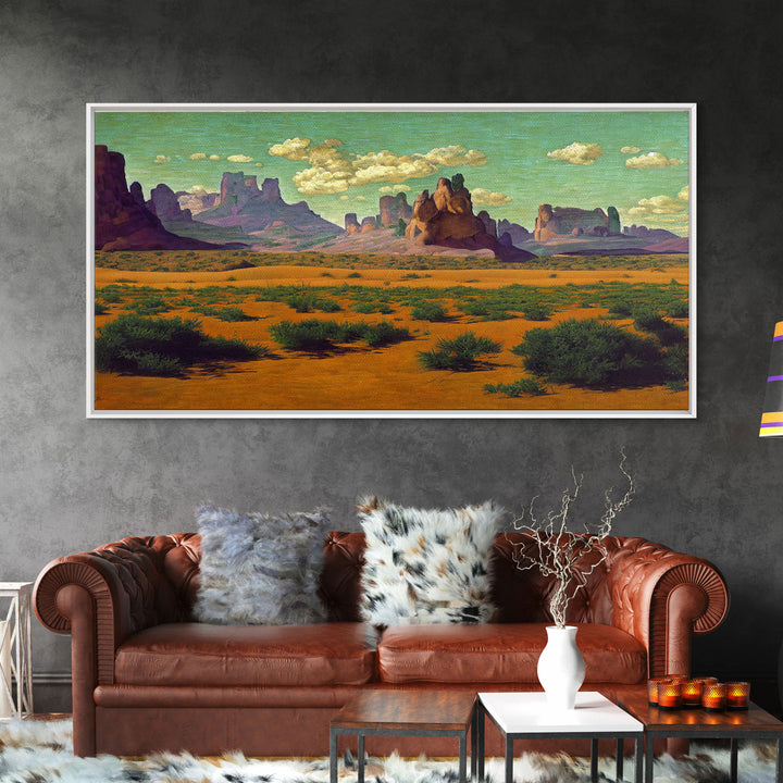Pueblo Style Art, Painting Of the Arizona Desert, Wall Decor, Ready To Hang Framed Canvas Print, Oversize Wall Art