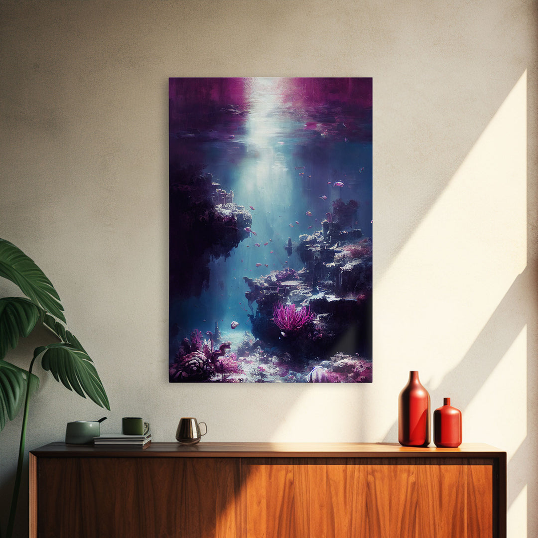 Under The Sea, Coral Reef Art, Framed Canvas Print