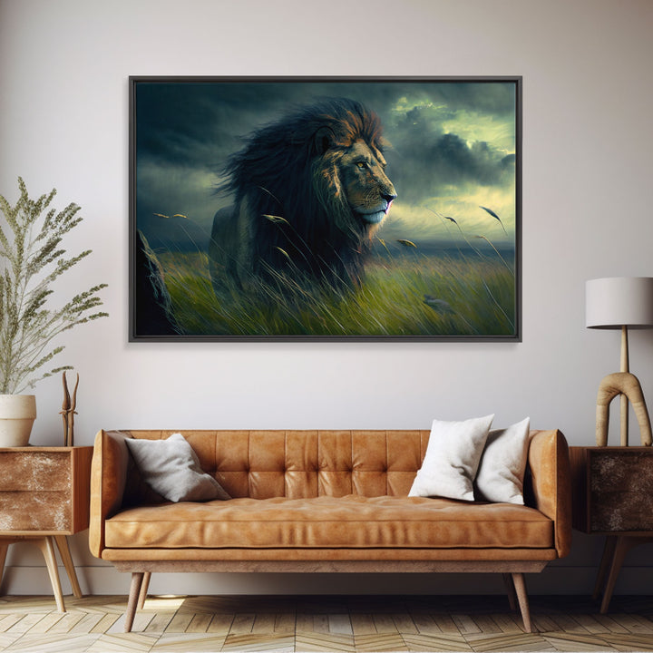 Lion Wall Art | Lion Canvas | Majestic Lion Canvas Wall Art | Framed Canvas Print | Watercolor painting of a Lion